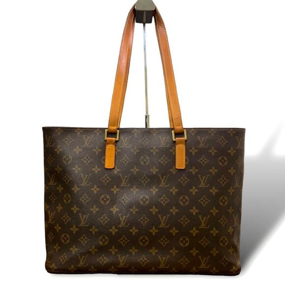 Authentic LOUIS VUITTON Monogram Luco XL Tote Shoulder Bag LV Brown Tan - Picture 2 of 11
